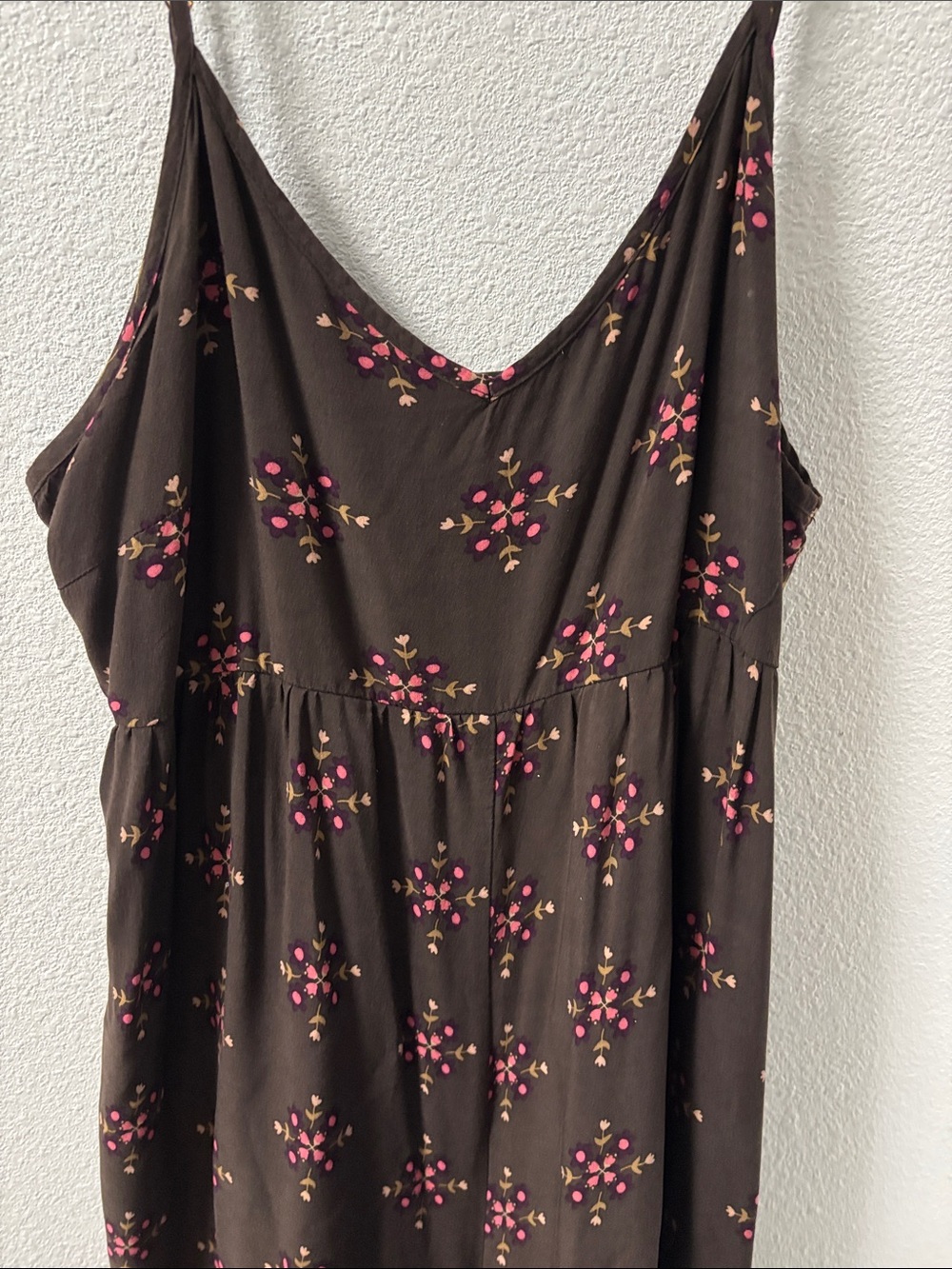NATURAL LIFE Brown Jumpsuit with Pink Printed Hem - Picture 3 of 6